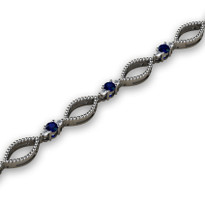 1.52ct t.w Diamond and Sapphire Fashion Bracelet in 14k White Gold