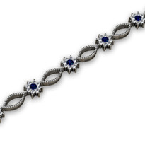 2.88ct t.w Sapphire and Diamond Cluster Bracelet in 14k White Gold