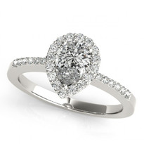 14k White Gold Pear Shape Engagement Semi-Mount (.23ct)