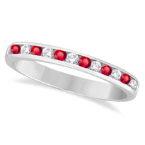 14k White Gold 11-Stone Ruby Chanel Ring (1/3ctw)
