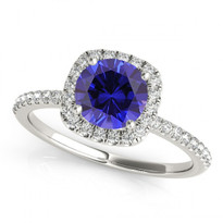 14k White Gold Round Sapphire and Diamond Engagement Ring (.81ct t.w)