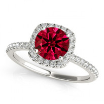 14k White Gold Round Ruby and Diamond Engagement Ring (.81ct t.w)