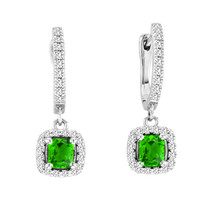 2.00CT T.W Cushion-Cut Peridot and Diamond Earrings in 14k White Gold (2.44ctw)