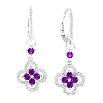 14k White Gold Amethyst Flower Earrings (1.41ct t.w)