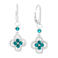 14k White Gold Blue Topaz Flower Earrings (1.51ct t.w)
