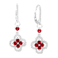 14k White Gold Ruby and Diamond Flower Earrings (1.71ct t.w)