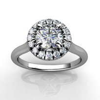 1/2ct Round Diamond Halo Engagement Ring in 14k White Gold (3/4ctw)