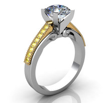 14k Two-Tone Yellow Diamond Semi-Mount ring (.20ctw)