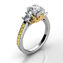 14k Two-Tone Yellow Diamond BowTie Semi-Mount ring (.60ctw)