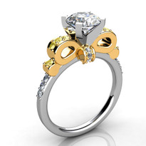 14k Two-Tone Yellow Diamond Ribbon Semi-Mount ring (.26ctw)