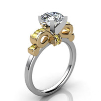 14k Two-Tone Yellow Diamond Ribbon Semi-Mount ring (.17ctw)