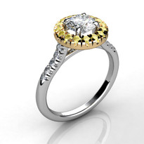 14k Two-Tone  Yellow Diamond Halo Semi-Mount (.32ct)