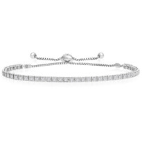 "One-Size-Fits-All" Round Diamond Adjustable Tennis Bracelet in 14k White Gold (.88ctw)