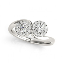 2-Stone Round Halo Diamond Engagement Ring       (1/2ct - 1 1/3ctw)
