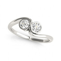 2-Stone Bezel Set Solitaire Engagement Ring in 14k White Gold (1/4ctw-1ctw)