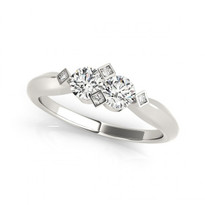 2-Stone Round Diamond Engagement Ring in 14k White Gold (1/4ctw - 1ctw)