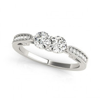 2-Stone Antique Design Round Diamond Engagement Ring in 14k White Gold (1/2ctw - 1 1/5ctw)