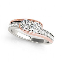 2-stone swirl Round Diamond Engagement Two-Tone Ring (1/2ctw - 1 1/3ctw)
