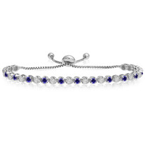"One-Size-Fits-All" Round Sapphire and Diamond Adjustable Bracelet in 14K White Gold (2.00ctw - 5.00ctw)