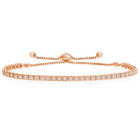 "One-Size-Fits-All" Round Diamond Adjustable Tennis Bracelet in 14k Rose Gold (.88ctw)