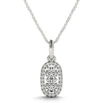 Two-Stone Diamond Pendant Halo in 14K White Gold (.40ctw - 1.17ctw)