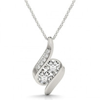 Two-Stone  Diamond Swirl Pendant set in 14k White Gold (1/2ctw)