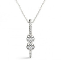 Two-Stone Diamond single row Pendant in 14k White Gold (.64ctw)