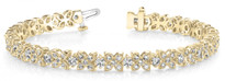Fancy-Flower Fashion Diamond Bracelet in 14k Yellow Gold (3.15ctw)