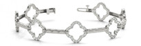 Flower-Shape Fancy Diamond Bracelet in 14k White Gold (1.26ctw)