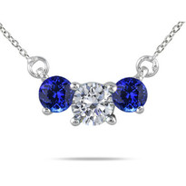 Diamond and Tanzanite 3-Stone Necklace in 14K Gold
