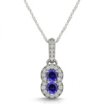 Two-Stone Tanzanite and Diamond Pendant (.80ctw)