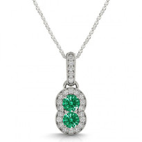 Two-Stone Emerald and Diamond Pendant (1.15ctw)