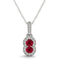 Two-Stone Ruby and Diamond Pendant (.89ctw)