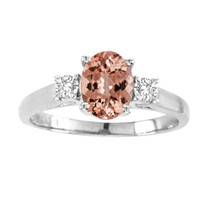 Oval Morganite 3-Stone Ring in 14K Gold 