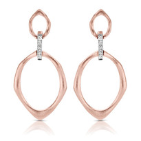  14K ROSE EARRINGS;DIAMOND=1/20 CTTW 