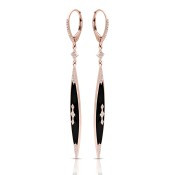 14K ROSE ONYX & DIAMOND EARRINGS 1/5 CTTW