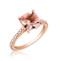 Diamond and morganite ring set in rose gold 14k