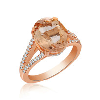 Morganite &Diamond ring  in 14k rose gold