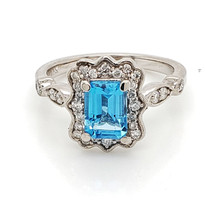 1ct blue topaz with diamond  14k white gold