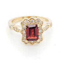  1ct Garnet with diamond  14k white gold