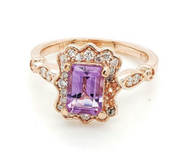 1ct amethyst  with diamond  14k white gold