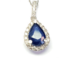  sapphire and  diamond pendant set in 18k white gold