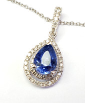 sapphire and diamond pendant 18k white gold