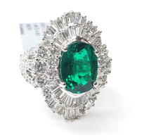 Emerald and diamond ring 18k