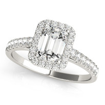 Halo Emerald Engagement Diamond Ring 14k Gold
