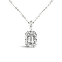 EMERALD CUT HALO PENDANT 14K GOLD