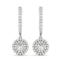 14k Gold Halo Diamond Earrings 