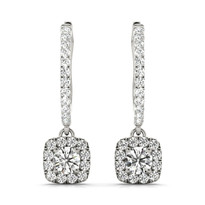 14k labgrown diamond square halo earrings