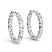 Round Hoop Earring in and out set in 14k gold