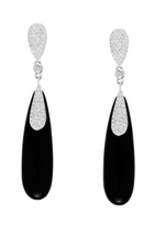 Black Agate Earring with Beautiful Diamonds 14k White Gold (.48ct)